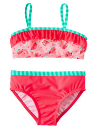 Toddler Girls Neon Watermelon Heart Ruffle 2 Piece Bikini Swimming Suit