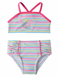 Disney Infant Girls Rainbow Striped Dumbo 2 Piece Bikini Swimming Suit