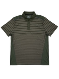MSX By Michael Strahan Mens Green Stripe Performance Jersey Polo Shirt