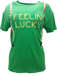 Womens St Patricks Day Rainbow Feeling Lucky Suspenders Holiday T-Shirt Tee