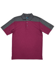 PGA Tour Mens Big & Tall Magenta Purple & Gray Heather Polo Golf Shirt