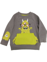 Infant & Toddler Boys Gray Monster Sweatshirt Googly Eye Halloween Sweater
