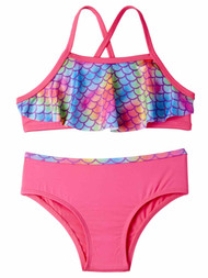 Infant & Toddler Girls Pink Mermaid Scales 2 Piece Bikini Swimming Suit