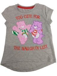 Care Bears Toddler Girls Gray Too Cute Naughty List T-Shirt Christmas Shirt