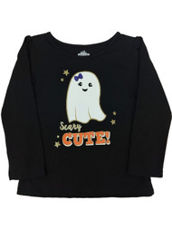Toddler Girls Black Scary Cute Long Sleeve Shirt Ghost Halloween T-shirt