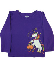 Toddler Girls Purple Glitter Unicorn Long Sleeve Shirt Halloween T-shirt