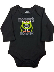 Infant Boys Black Halloween Bodysuit Mommy's Little Monster Creeper Shirt 0/3m