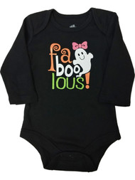 Infant Girl Black Fa Boo Lous! Bodysuit Glitter Ghost Creeper Shirt