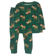 Carters Infant Boys Green Cotton Santa Moose Christmas Holiday Baby Pajamas