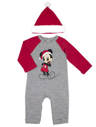 Disney Infant Boys Mickey Mouse Santa Claus Baby Outfit Romper & Hat Set