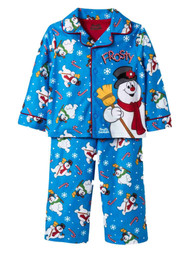 Infant Boys Blue Flannel Frosty The Snowman Christmas Holiday Pajamas
