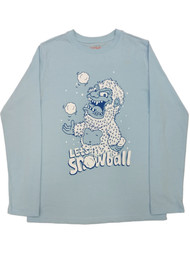 Boys Blue Snow Yeti Let's Snow Long Sleeve T-Shirt Christmas Tee Shirt L 12/14