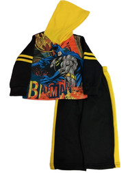 DC Infant Boys Black Batman in Action Baby Outfit Hoodie & Pants Set
