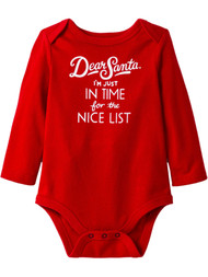 Infant Girls Red I'm Just In Time For The Nice List Christmas Bodysuit
