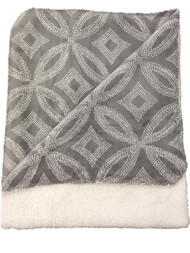 Sonoma Gray Geometric Medallion Sherpa Fleece Micromink Plush Throw Blanket
