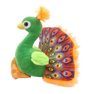 Linzy Plush 9.5" Diva Peacock Stuffed Animal, Green & Orange Feathers