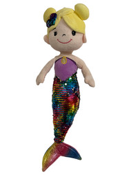 Linzy Toys Rainbow Color 19 inch Mermaid With 2-Way Sequins Plush Stuffed Doll