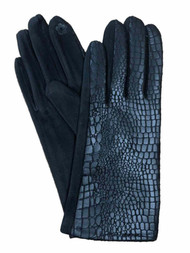 Womens Black Faux Snake Skin Print Stretch Fit Texting & Tech Touchscreen Gloves