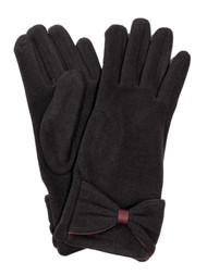 Womens Purple Bow Stretch Fit Texting & Tech Touchscreen Gloves Plush Lined
