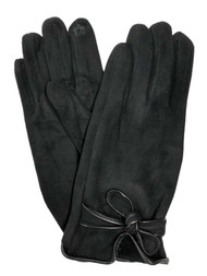 Womens Soft Black Bow Stretch Fit Texting & Tech Touchscreen Driving Gloves