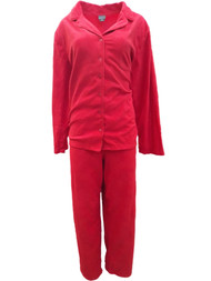 Womens Red Fleece Nordic Tribal Snowflake Embossed Pajamas Sleep Set 2X