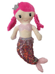 Linzy Toys Pink & Silver 14 inch Victoria Mermaid With 2-Way Sequins Plush Doll