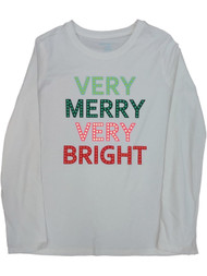 Girls Cream Very Merry Very Bright Long Sleeve T-Shirt Christmas Tee Shirt