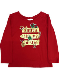 Toddler Girls Red Santa is My Bestie Long Sleeve T-Shirt Christmas Tee Shirt