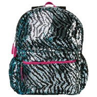 Wonder Nation Blue Zebra Stripe 16" Backpack with 2 Way Sequins, School Bag