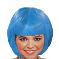 Womens Bright Blue Supermodel Bob Wig with Bangs