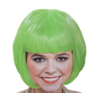 Womens Neon Green Bob Supermodel Wig with Bangs
