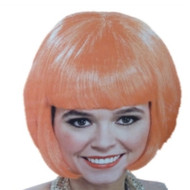 Womens Orange Bob Supermodel Wig with Bangs