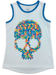 Boys White Graphic 3D Skull Athletic Tank Top T-Shirt Muscle Tee Shirt