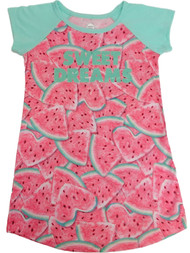 Girls Pink Watermelon Heart Nightgown Glitter Sweet Dreams Night Gown Dress