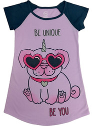 Girls Purple Unicorn Dog Nightgown Be Unique Be You Night Gown Dress