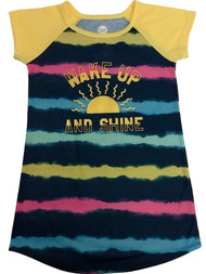 Girls Blue Tie Dye Striped Nightgown Wake Up & Shine Night Gown Dress