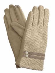 Womens Beige Tweed Stretch Fit Texting & Tech Touchscreen Gloves