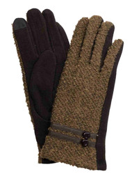 Womens Brown Tweed Stretch Fit Texting & Tech Touchscreen Gloves