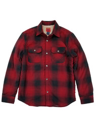 Mens Red Plaid Sherpa Lined Shirt Jacket Coat