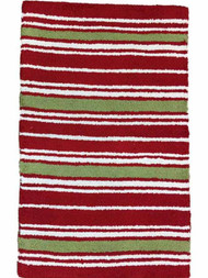 Threshold Hooked Red White & Green Striped Throw Rug, Christmas Accent Mat 18x30