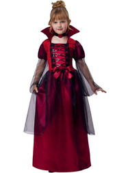 Girls Red & Black Gothic Vampiress Halloween Dress Costume S 4/6