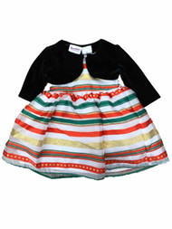 Bluberi Infant & Toddler Girls Striped Satin Christmas Holiday Dress & Cape