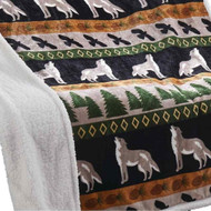 Virah Bella Wolf & Hawk Flannel Luxury Microplush & Sherpa Throw Blanket 50"x60"