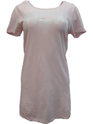 Womens Light Pink WCW Silver Accented Nightgown Knit Mid-Length Sleep Shirt