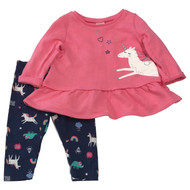 Carters Infant & Toddler Girls Pink & Blue Unicorn Shirt & Pants Baby Outfit