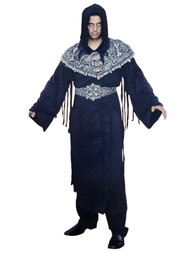 Mens Black Skeletar Costume Halloween Necromancer Robe XL 46-48