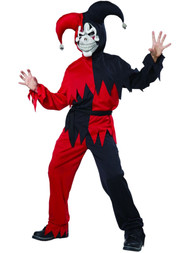 Boys Red & Black Evil Jester Horror Joker Monster Halloween Costume Large 10/12