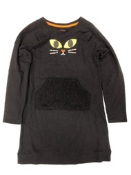 Girls Black Cat Halloween Sweatshirt Dress