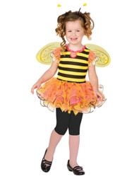 Toddler Girls Yellow Glitter Bumble Bee Halloween Costume Dress With Wings 2T