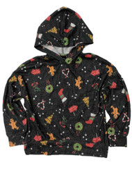 Girls Gray Gingerbread Man Candycane Christmas Holiday Hoodie Sweatshirt